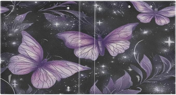 Purple Butterflies 3 Ring Binder 1.5 Inch Binders Organizer with Clear Interior Pockets Binder for School Office Work 1 Pack