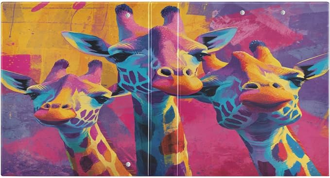 Colorful Giraffes 3 Ring Binders 1.5 Inch Clear View Three Ring Binders Versatile Binder for Work School Office Supply 1 Pack