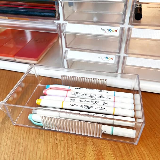 13 Drawers and Dividers Desk Drawer Organizer for Hair Accessories Arts Crafts Sewing Supplies Stationary Teacher Toolbox Medicine Vitamin, White, A9-2110-WT