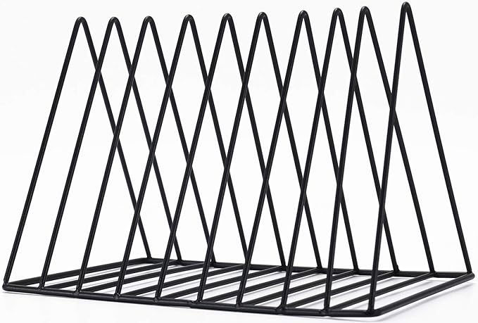Sooyee 9 Slot Black Magazine Holder,Desktop File Sorter Organizer Triangle Bookshelf Decor Home Office