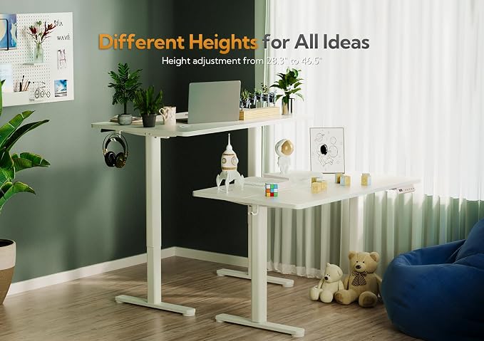 Claiks Electric Height Adjustable Standing Desk, 32x19 Inch, White | Smooth Height Adjustment, 3 Memory Presets, Cable management hub & hook, Stable Steel Frame, 156 lbs Capacity, Easy Assembly