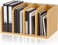Novabright 4-slot Bamboo Wooden Magazine File Holder Desk Organizer, 4 Vertical Compartments Workspace Sorters for Magazines, Binders, Notebooks, Envelopes