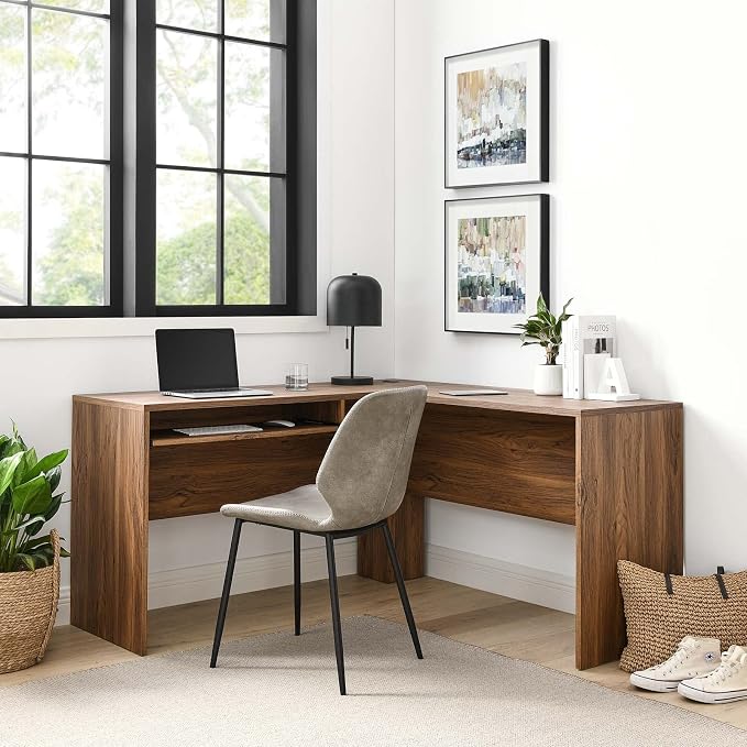 Modway EEI-5703-WAL Venture L-Shaped Wood Office Desk, Walnut