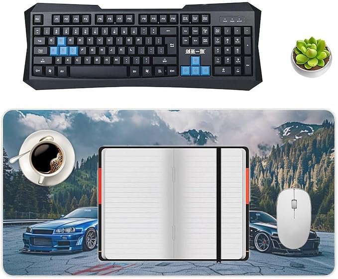 Car Large Mouse Pad Gaming R34 Sport Car Stance Mountain Landscape Desk Mat Big Mousepad Extended Keyboard Computer Pad Office Desk Organizers and Accessories 30x60cm, Style