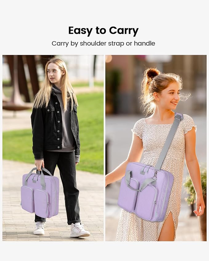 Zipper Binder 3 Inch 3 Ring with Shoulder Strap Multi-Pocket,Tough | Binder Bag with Laptop organizer for School Travel,Fit 13" MacBook & Tablet,700 Sheets Capacity,Water Resistant,Light Purple
