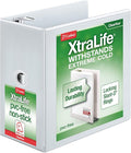 Cardinal 3 Ring Binder, 6 Inch Heavy Duty XtraLife Binder, Locking Slant-D Rings, Crack-Resistant Cover & Spine, ClearVue Covers with Shelf Pull, Holds 1,300 Sheets, White (26366)