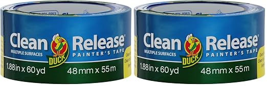 Duck Painter's Tape, Blue, 1.88-Inch x 60-Yard | Clean Release | Pack of 2 | Model 240195