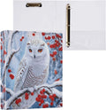 Winter Beautiful Owl with Red Berry Tree 3 Ring Binder 1.5" Decorative D-Ring Binder with Clipboard&3 Clear Pockets, Holds 200 Sheets A4 Size Paper Waterproof Binders for School Home Office