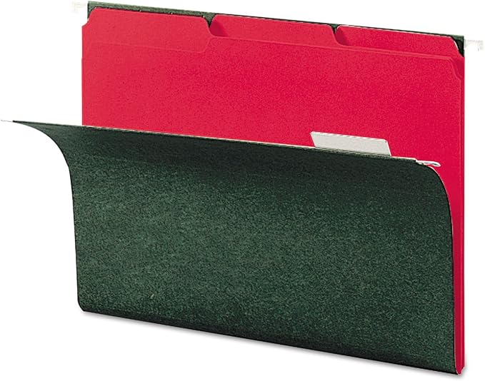Smead Interior File Folder, 1/3-Cut Tab, Letter Size, Red, 100 per Box, Expandable File Folders for Filing Cabinet