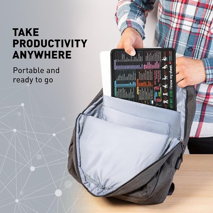 Pixiecube Excel Shortcut Mouse Pad with Windows, Word & PowerPoint Shortcuts - Small Excel Cheat Sheet Desk Pad | Non-Slip Stitched Gaming Mousepad | Large Mouse Pads for Desk Computers & Workstations