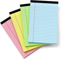 Small Colored Legal Pads 5x8, 4 Pack Colored Notepads 5x8 Lined Note Pads