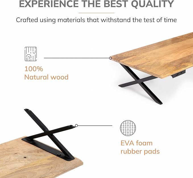 Anji Mountain Monitor Stand - Desktop Organizer & Laptop Riser, Ergonomic Monitor Riser, Space-Saving Monitor Stand for Desk, Durable Construction, Easy Assembly, Ideal for Home & Office,Natural