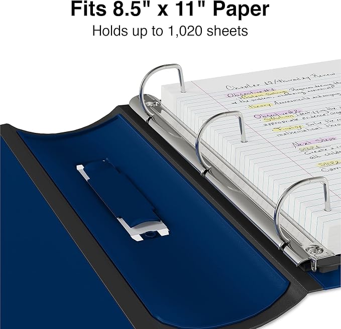 Staples Better 4-Inch D-Ring View Binder, Blue, 800 Sheets | Reinforced spine for high-capacity office and school document storage.
