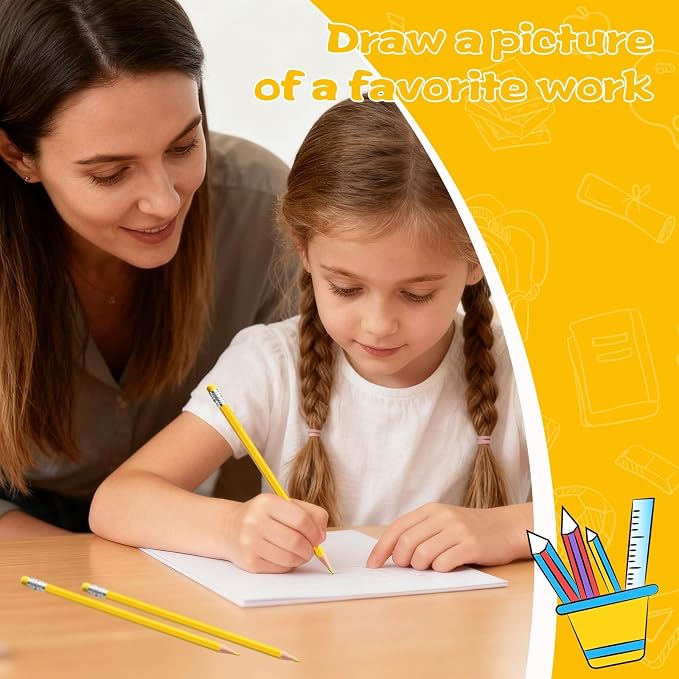 36 PCS Yellow Pencils with Eraser, Pre-Sharpened HB Spring & Easter Pencils for Kids, School Supplies for Writing, Drawing & Easter Art Crafts (Yellow)
