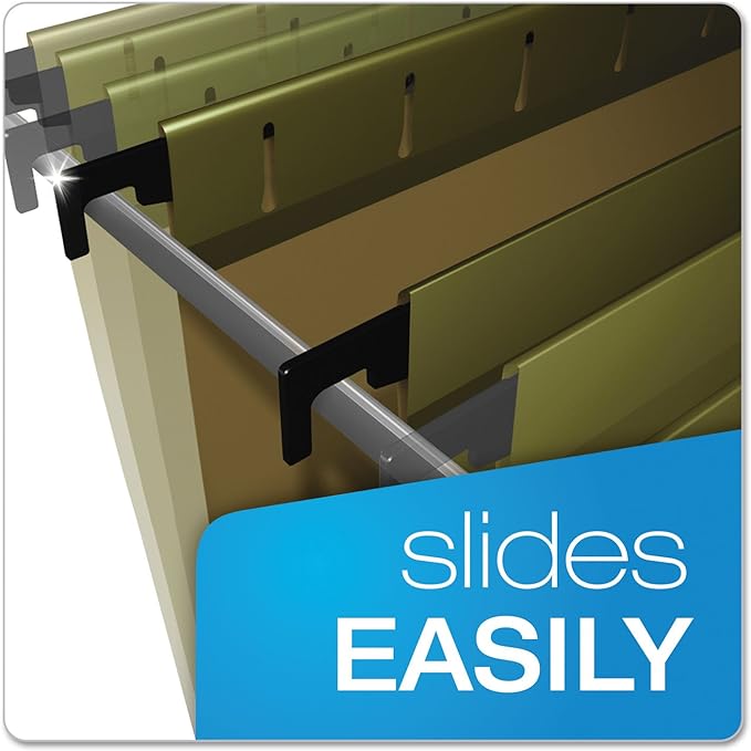 Pendaflex SureHook Reinforced Hanging Folders, Letter Size, Standard Green, 20 per Box (8-1/2 x 11)