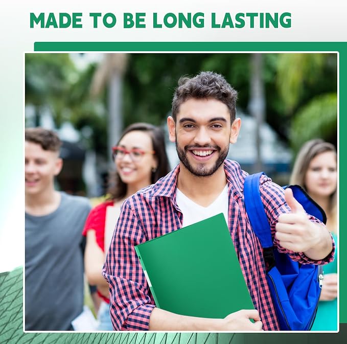 Henoyso 24 Pack 1 Inch 3 Ring Plastic Binders, Bulk Flexible PP Binders for Classroom & School Supplies, Letter Size 8.5 x 11, Holds 240 Sheets with Interior Pocket (Green)