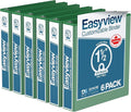Easyview Premium 3-Ring Binders with Clear-View Covers and Round Rings, Binders for School or Office, 1.5 Inch, Pack of 6, Green