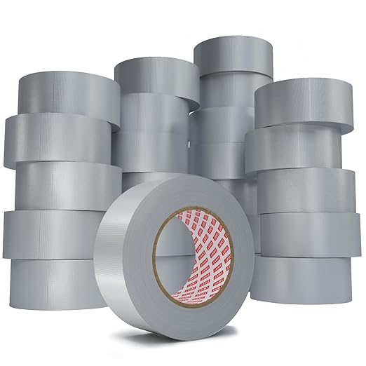 SWRT 24-Pack 9 Mil Silver Heavy Duty Duct Tape Strong Adhesive, 2 Inch x 720 Yd Duct Heavy Duty Waterproof All Weather Gray Duct Tape No Residue Sealing & Patching for Indoor&Outdoor Repair