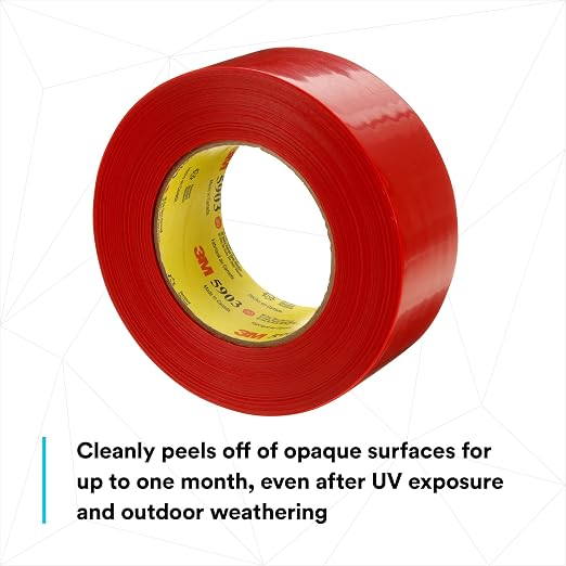 3M Outdoor Masking Poly Tape 5903, Red, 1.88 in x 60 yd, 7.5 mil, 1 Roll | Exterior Water Resistant Tape