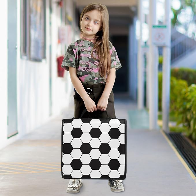 Soccer Ball Binder Bag 3 Ring Zipper with Handle Shoulder Strap | for School Work Office Organizer Storage Case