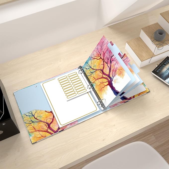 Rouidr 3 Ring Binder, 2 Inch Round Ring Binder Organizer with Clipboard, 5 Dividers Tabs, A4 8.5 x 11 Inch Paper & Clear Sleeves for School, Office Supplies