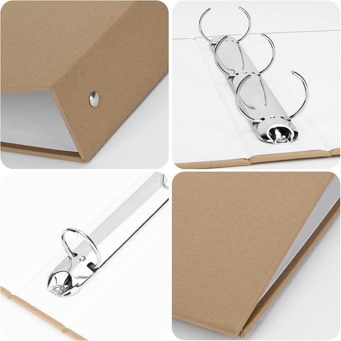 3 Ring Binder, A4 Fabric Cover Round Ring Durable Binder for 3-Hole Letter Size Paper, Decorative Organizer Holds 200 Sheets Letter Size 8.5'' x 11'' Paper, for Office Home