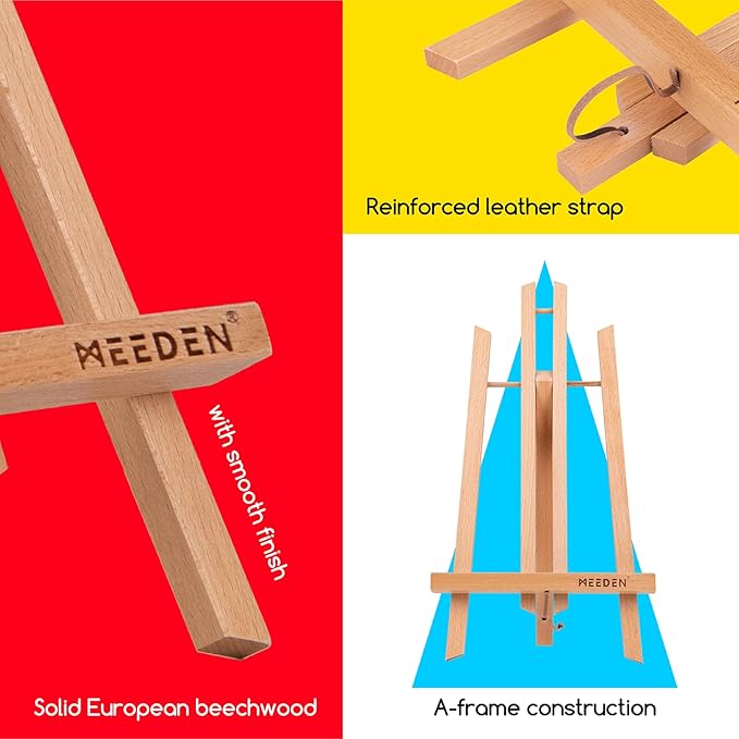 MEEDEN 16 Inch Tabletop Easel: 12 Pack Beech Wood Easel for Painting - Display Table Top Easel Canvas Stand for Painting Sign