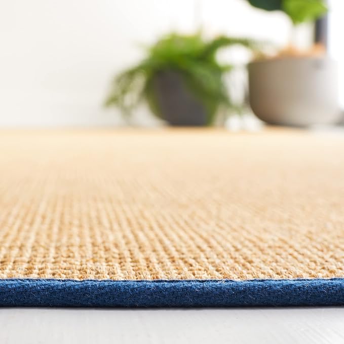 Martha Stewart SAFAVIEH x Collection Area Rug - 2'3" x 8' Runner, Natural & Navy, Sisal & Jute, Ideal for Living Room, Hallway, Foyer, Entryway, Bedroom (MSR9501D)
