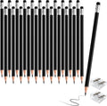 24PCS Erasable Colored Pencils with Eraser Pre Sharpened Pencil 2 HB - Ideal for Checking, Grading, Tests & Office/School Supplies (Black)