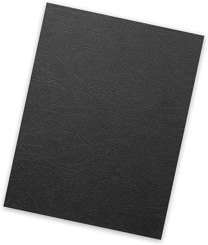 HOUYEE 100 Pack 12 Mil Paper Binding Covers, 90 lb Leather Texture, Black | Binding Presentation Covers, 8.5x11 Inches, Letter Size, Un-Punched, for Office School