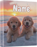 Custom 3 Ring Binder Golden Retriever Puppy Dogs 1.5" Round Ring Binders Personalized Name View Binder with 200 Sheet for Kids School Supplies Women Men Office, 1 Pack