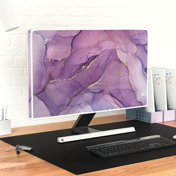 Baocicco Fashion Violet Marble Waterproof TV Dust Cover 70 Inch Anti-Static Dustproof Creative Design TV Screen Cover TV Screen Covers Sleeve Compatible with PC Desktop and TV LED LCD OLED