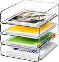 DCA 4 Tier Clear Desk Organizer, Stackable Paper Tray, Desktop File Sorter | Letter & A4 Compatible | Space-saving | Office, Home & School