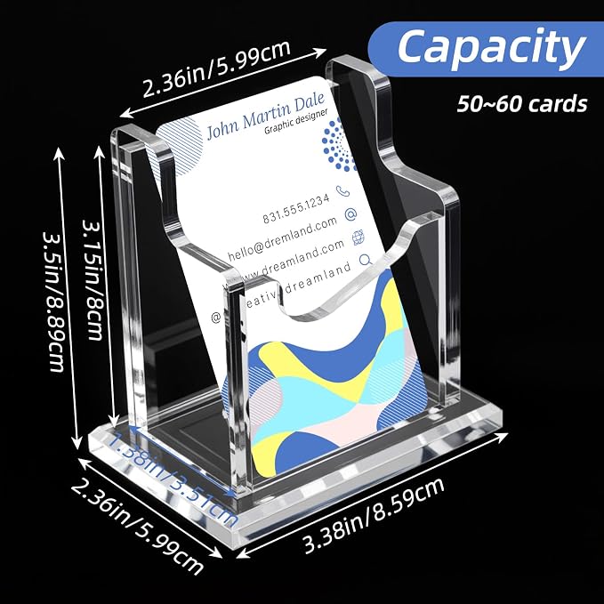 4 Packs Acrylic Business Cards Holders for Desk, Vertical Clear Busines Name Card Display Stand, Desk Accessory Business Name Card Organizer (Vertical, 1-Slot)