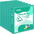 ViVin Sturdy 1 Inch D Ring Binders with 2 Pockets, 6 Pack, Lake Green | 3 Ring Binders with Clear View Cover, Hold 225 Sheets of US Letter Size Paper, PVC-Free for Office, Home, School