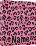 Custom 3 Ring Binder Hot Pink Black Leopard Print 1.5" Round Ring Binders Personalized Name View Binder with 200 Sheet for Kids School Supplies Women Men Office, 1 Pack