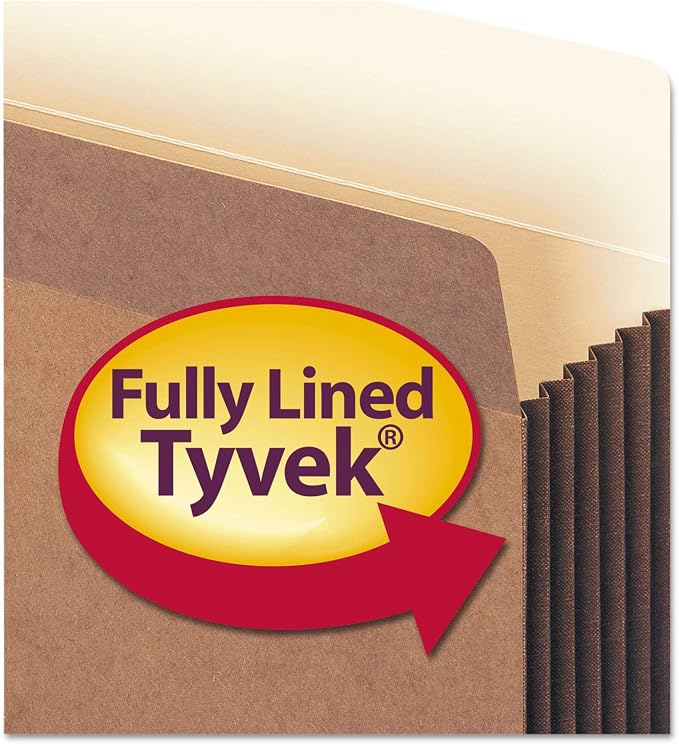 Smead File Pocket with Fully-Lined Gusset, Straight-Cut Tab, 5-1/4" Expansion, Letter Size, Redrope, 10 per Box (73274)