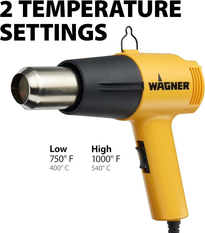 Wagner Spraytech HT1000 Dual-Temperature Heat Gun, low 750°F, high 1000°F