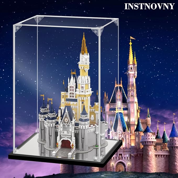 Acrylic Display Case for Collectibles Assemble Acrylic Display Box for Lego 71040 Castle Model Toys Clear Acrylic Case for Display Trophy Bearbrick Figures(Black,20.1*14.2*30.7 inch)