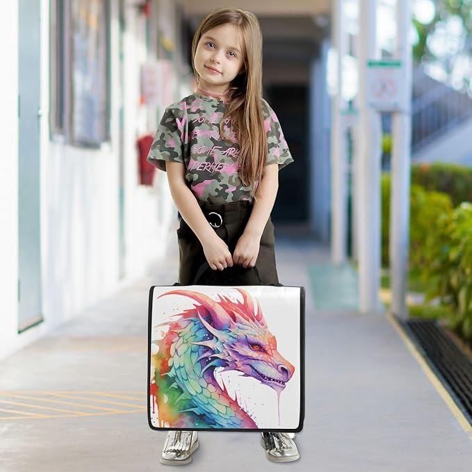 Custom Colorful Dragon 3 Ring Binder Bag 1.5 inch Personalized Name Binder Organizer 500 Sheet Documents Storage for School Office