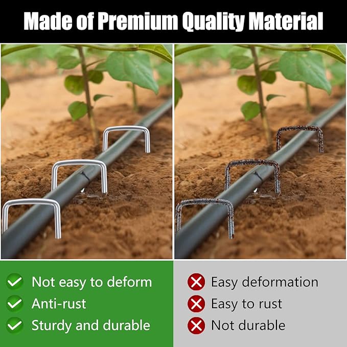 FEED GARDEN 4 Inch 100 Pack Hot-dip Galvanized Landscape Staples 11 Gauge Anti-Rust Garden Stakes Landscaping Fabric SOD Pins Yard Stakes for Weed Barrier Fabric