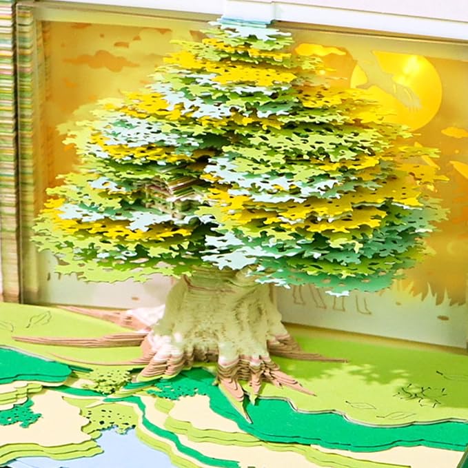 3D Time Piece Calendar, 2027 Desk Calendar With LED Light, 3d Tree Memo Pad Creative Desk Calendar, Christmas Gift for Colleague Friend, Desktop Decoration(Lucky tree)