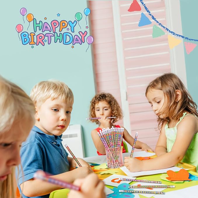 Birthday Pencils Happy Birthday Pencil for Students Birthdays Pencil for Teacher Classroom Birthdays Party Supplies, 6 Style (120)