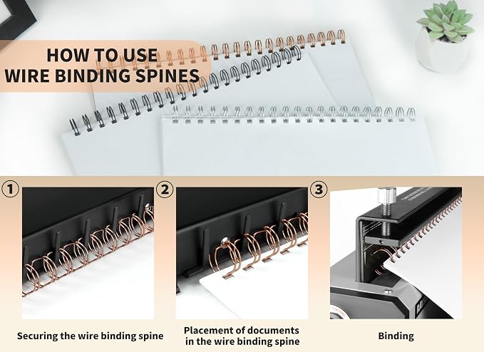 RAYSON 2:1 Wire Binding Spine, 21 Loop, 3/4", Rose Gold, 185 Sheet, 50 Pack | 2:1 Pitch Binding Wire | Double Loop Wire | 185 Sheet Binding | Letter Size | Rose Gold 50 Pack