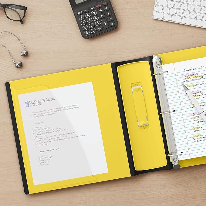 Staples Better Binder, 2 Inch 3-Ring, Yellow, Heavy-Duty | Reinforced binder built for school and office document organization.