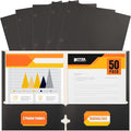 Better Office Products Two Pocket Portfolio Folders, 50-Pack, Black, Letter Size Paper Folders, 50 Pieces, Black