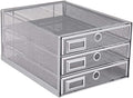 Annova Desk Organizer Wire Mesh 3 Tier Sliding Drawers Paper Sorter/Multifunctional/Premium Solid Construction for Letters, Documents, Mail, Files, Paper, Kids' Art Supplies (Silver)