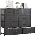 LUMTOK 10-Drawer Dresser, Fabric Storage Dressers for Bedroom, Hallway, Nursery, Closets, Steel Frame, Wood Top, Easy Pull Handle (Grey)