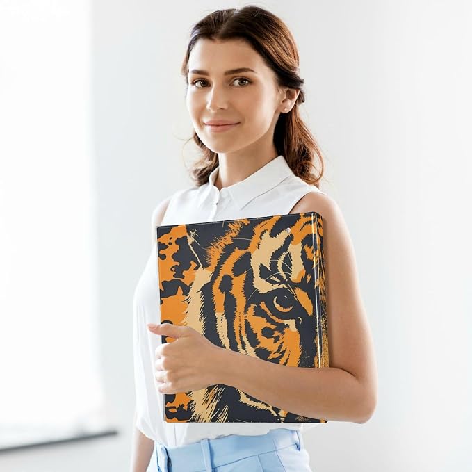 JIPONI 3 Ring Binder Tiger 1 Inch Round Binders for Men Women Students, Cute File Organizer for Office School, 1pc