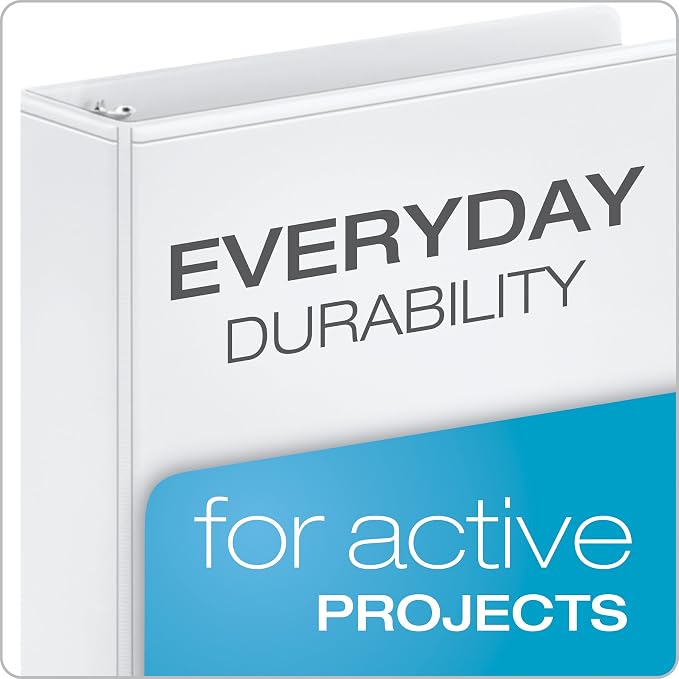 Cardinal Performer 3-Ring Binder, 3", Non-Locking Slant-D Rings, 725-Sheet Capacity, ClearVue Presentation Binder, Nonstick, PVC-Free, White (17600CB) (Pack of 2)